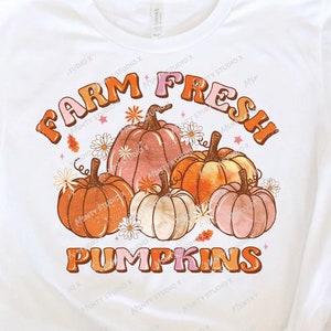 Farm Fresh Pumpkins PNG, flores de otoño png, sublimación de otoño, vibraciones de otoño png, halloween png, parche de calabaza png, descarga digital Png