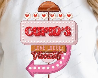 Cupid's Love Lodge PNG: Projekt retro na Walentynki (do pobrania cyfrowego)