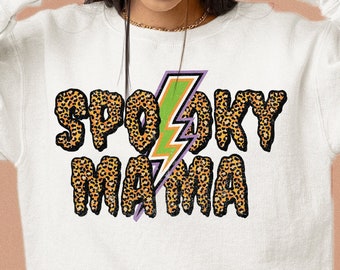 Spooky Mama Halloween PNG - Leopard Print Witchy Design (Digital Download)