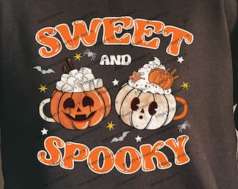 Süß und Spooky Halloween PNG: Pumpkin Spice Retro Design (Digitaler Download)