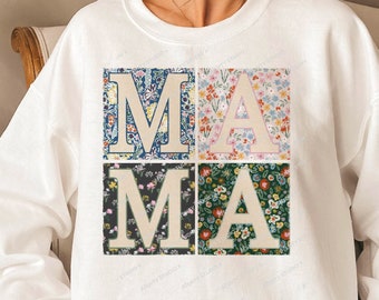 Retro Boho Mama Floral Design (PNG Digital Download)