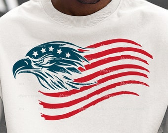 Bandiera dell'aquila americana in difficoltà SVG: design dell'aquila patriottica (download digitale)