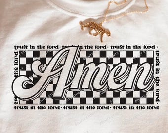 Amén retro PNG: Diseño cristiano de sublimación (descarga digital)