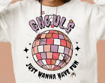 Disco Ball Ghouls SVG: Groovy Halloween PNG Cut File