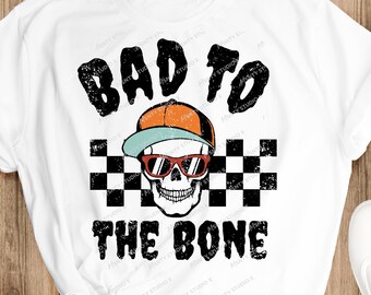 Skull Boy Ghost SVG: Design a sublimazione Bad To Bone (file di taglio digitale)
