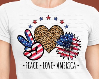 Peace Love America, png-bestand: 4 juli patriottisch ontwerp (digitale download)
