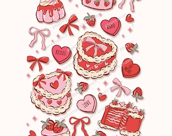 Pink Cake Valentine Coquette Heart Png, Dessert Sweet Love Png, Happy Valentine Day Png, Trendy Valentine Png, Be Mine Png, Kiss Me Png