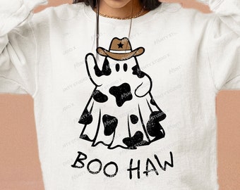 Fantasma vaquero del oeste SVG: Archivo de corte de Halloween "Buu Haw" (Descarga digital)