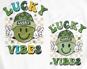 Retro St. Patrick's Day PNG: Leende ansikte med lyckliga vibbar (digital nedladdning)