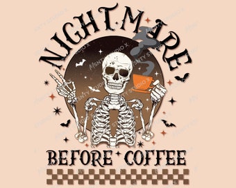 Halloween Skeleton Coffee PNG: Spooky Season Sublimation Design (Digital Download)