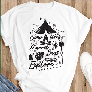 Fogatas de campamento S'mores Bugs Explorar svg, Camping svg, camping para niños camisa svg, imprimir hierro en archivos de corte silueta, cricut, descarga digital