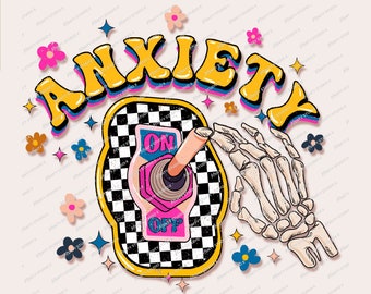 Angst Auf Skelett Hand PNG: Retro Mentale Gesundheit Design (Digitaler Download)