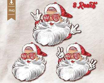 3 Design santa merry christmas design ,christmas sublimation design ,cute kids ,  holiday png digital download , Digital download PNG file