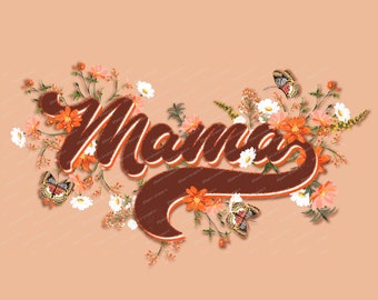 Mamá Floral PNG: Diseño Retro Elegante (Descarga Digital)
