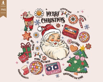 Papai Noel retrô de Natal PNG: Sublimação de Feliz Natal (Download digital)