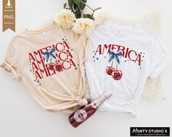 America Cherries 4th of July PNG: USA Flag Sublimation Design (Digital Download)