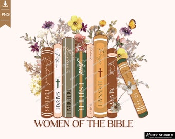 Disegno a sublimazione "Donne della Bibbia": PNG cristiano floreale (download immediato)