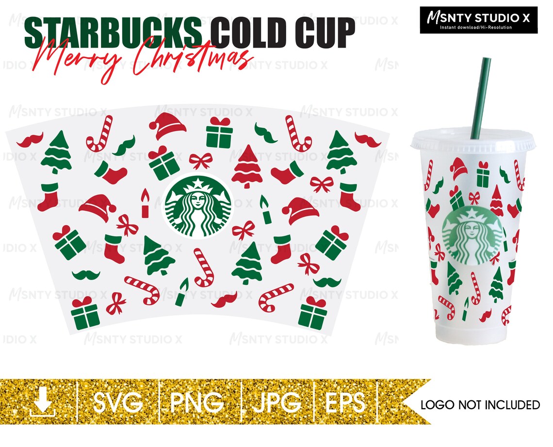 Full Wrap Starbucks Cup Christmas Elements Cold Cup SVG DIY Etsy