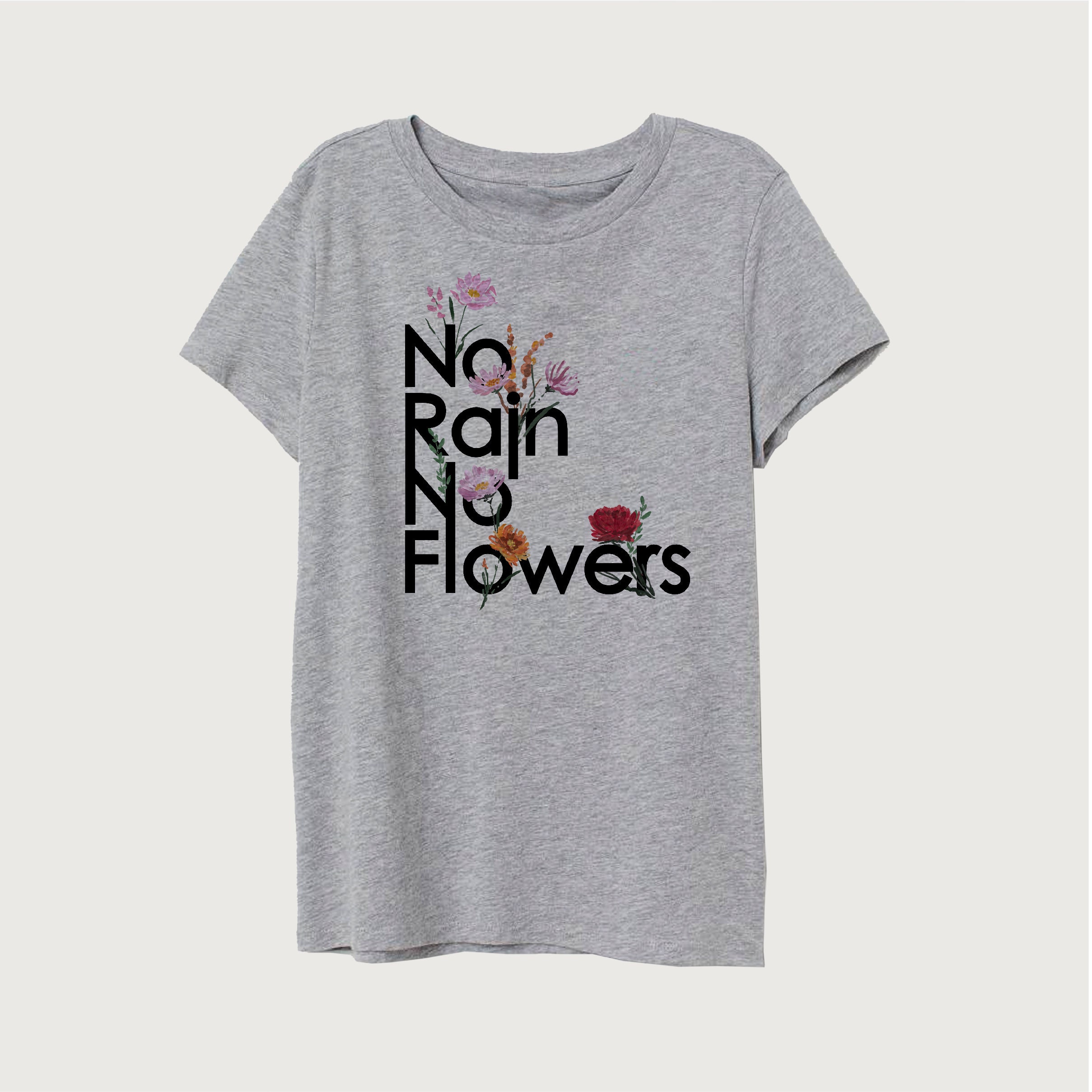 No Rain, No Flowers Baby Tee - Washed Black