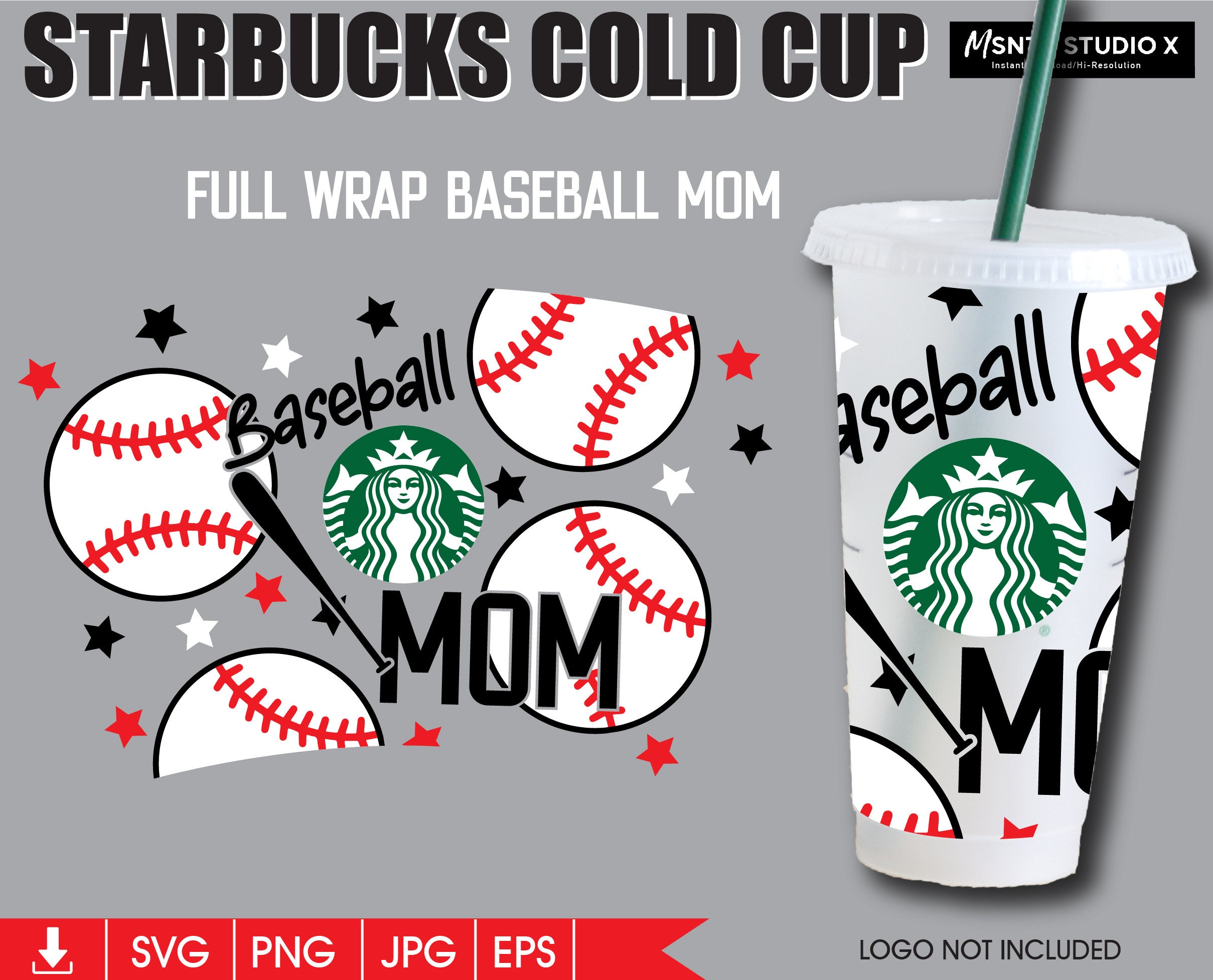 Full Wrap Baseball Mom Starbucks Cup Svgstarbucks Mom Etsy