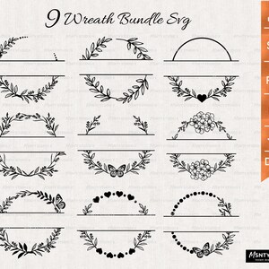 Floral Wreath SVG Bundle: Circle Monogram, Wedding Design (Digital Download)