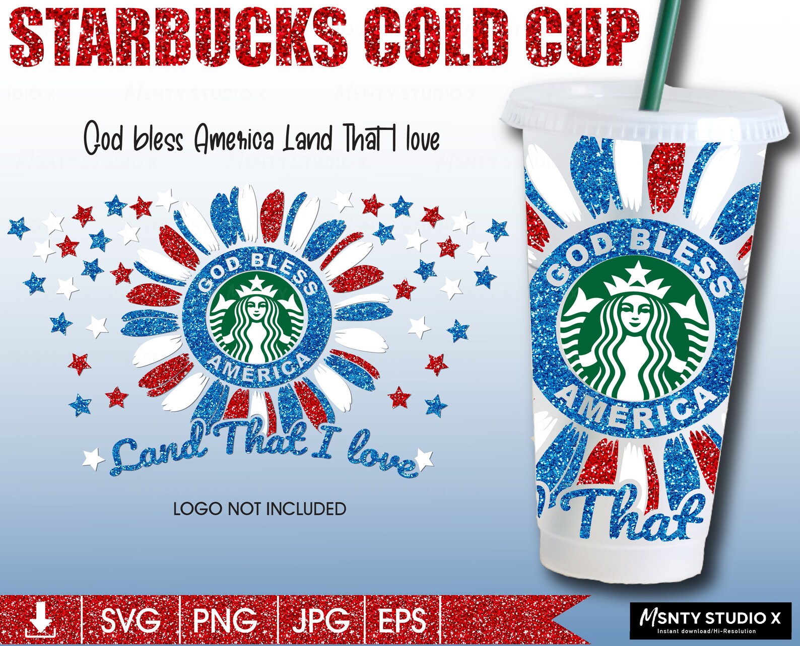 4th of July Starbucks Cup Svggod Bless America Land That I Etsy Singapore