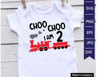Choo Choo I'm Two SVG: 2nd Birthday Train Design (Digital Download)