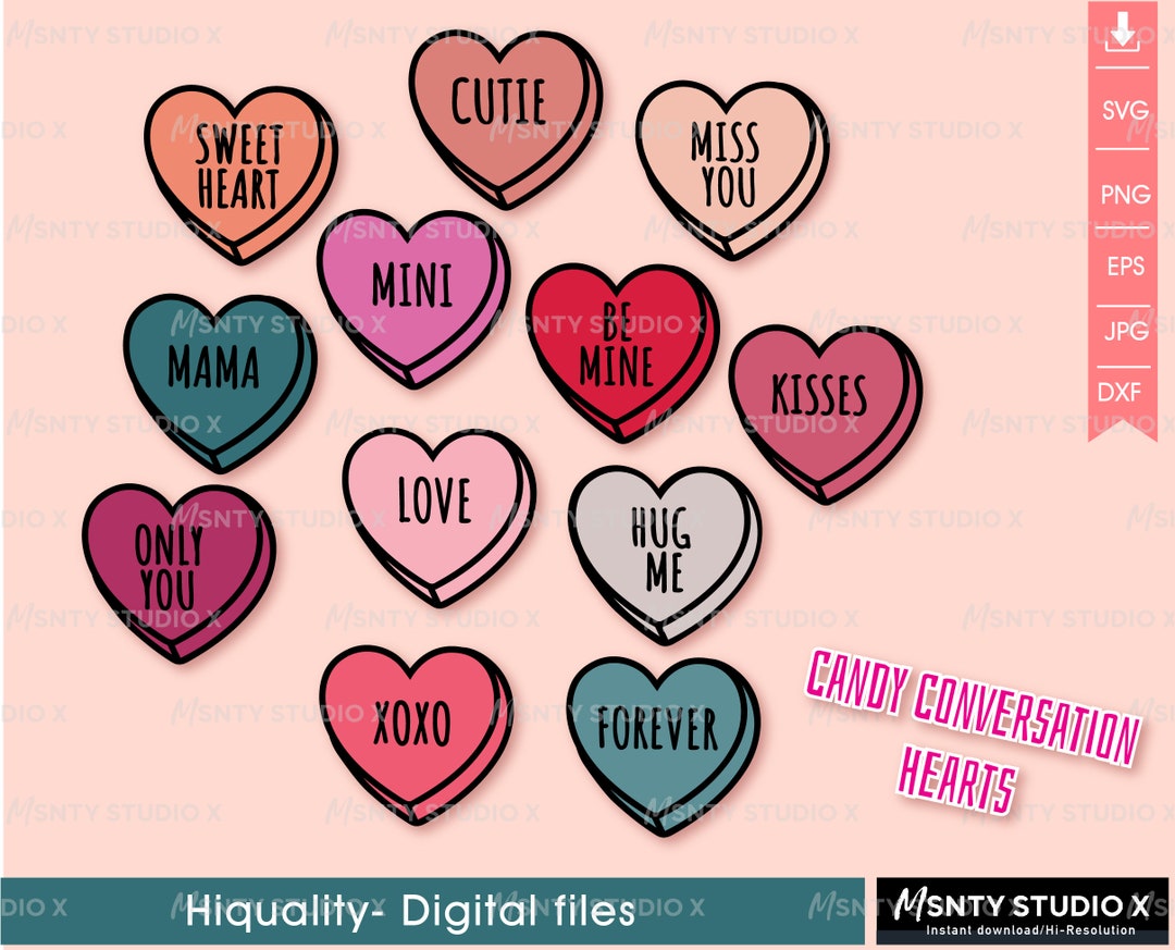 Candy Hearts Svg, Conversation Heart Svg, Layered Valentine Candy Svg ...