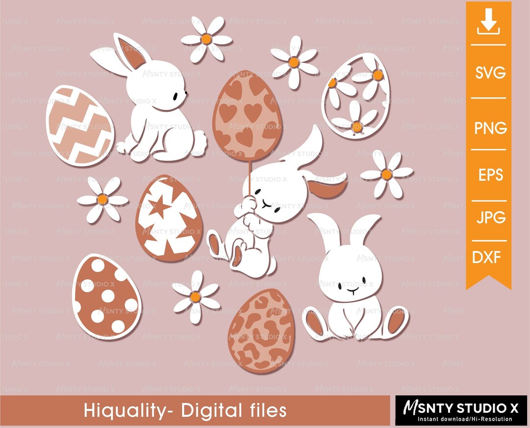 Easter Bunny SVG Bundle: Happy Easter Eggs Cut Files (digital Download ...