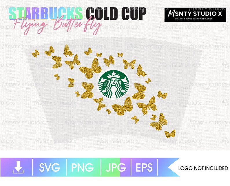Download Full Wrap Starbucks Cup Flying Butterfly Cold Cup SVG DIY ...