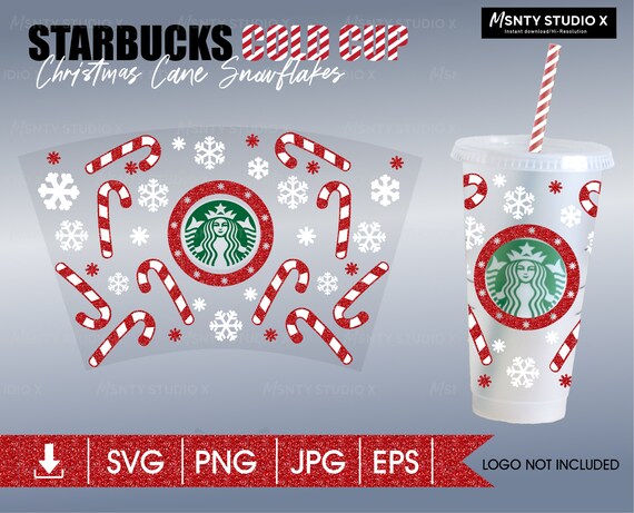Download Full Wrap Starbucks Cup Cute Christmas Cane Cold Cup Svg Diy Etsy