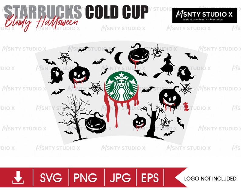Girl/'s Custom Gift Decal Cricut Silhouette Full Wrap Starbucks Cup red blood Halloween Cold Cup SVG DIY Venti Cup Instant Download