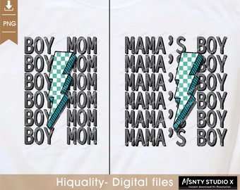 Boy Mom PNG Bundle: Mama's Boy Sublimation Design (Digital Download)