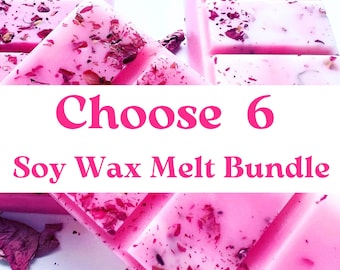 Kies 6 WAXMELT-BUNDELS | Kies je geur | Klikstangen | 100% natuurlijke sojawas | Cadeaus | Wastaartjes | Huisgeur | Veganistisch | Handgemaakt