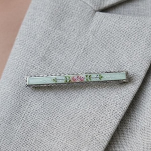 Superb Art Deco American Sterling Silver Floral Guilloche Enamel Brooch Pin | Thomae Co | Free Shipping