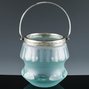 Superb Antique Austria Czechoslovakian Alexandrite Neodymium 800 Silver Rimed Cut Glass Ice Bucket | Rare Piece | Amazing Design