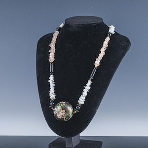 Very Fine Vintage Chinese Mixed Quarts & Cloisonne Enamel Necklace Pendant FREE SHIPPING