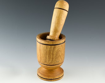 Superb Larger Antique Hand Carved Wooden Folk Art Apothecary Mortar & Pestle
