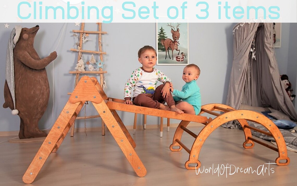 Montessori Triangle Baby Climbing Gym for Toddlers Step Etsy