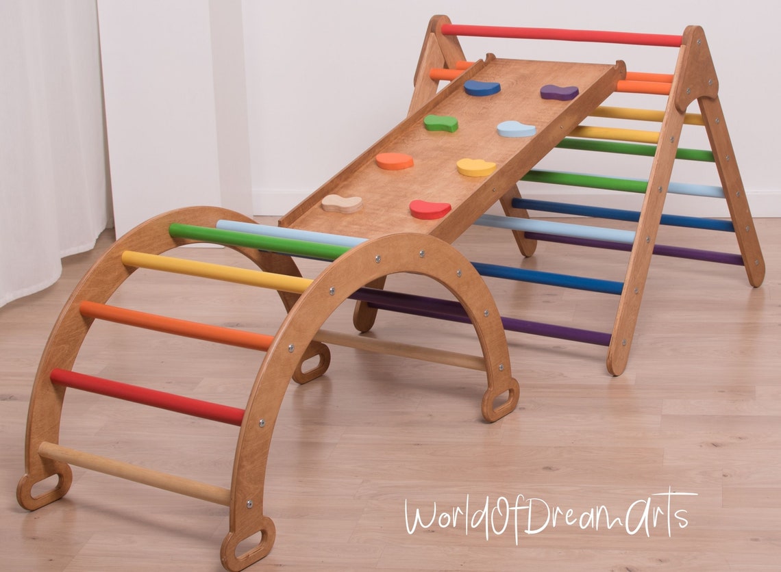 Rainbow Climbing triangle Set Wooden Climbing Triangle with Etsy