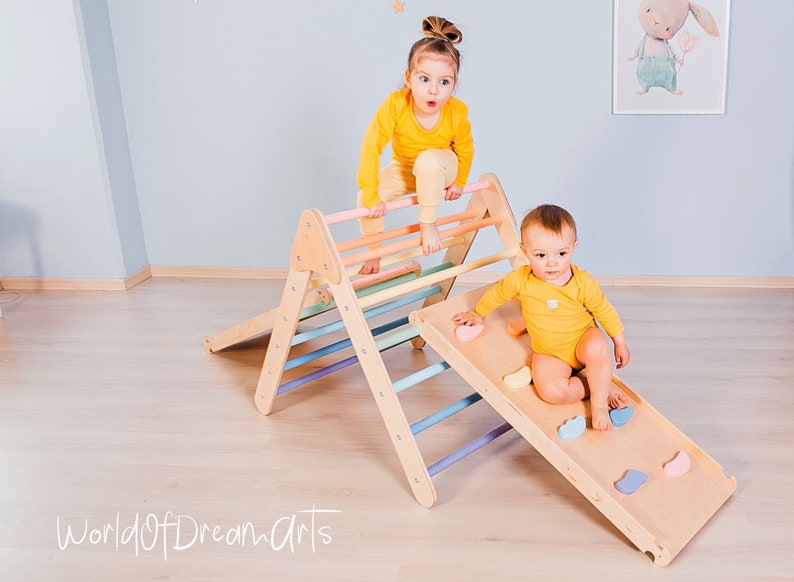 Wooden Baby Climbing Triangle Climbing Gym Montessori Climbing Etsy