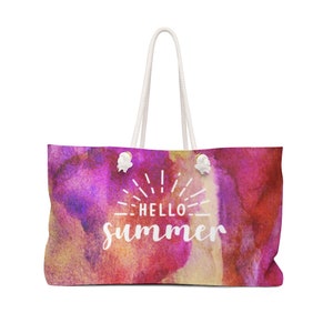 Hello Summer Colorful Beach Bag || Extra Large Tote For Beach With Rope Handles || 24x13 Oversized Beach Bag