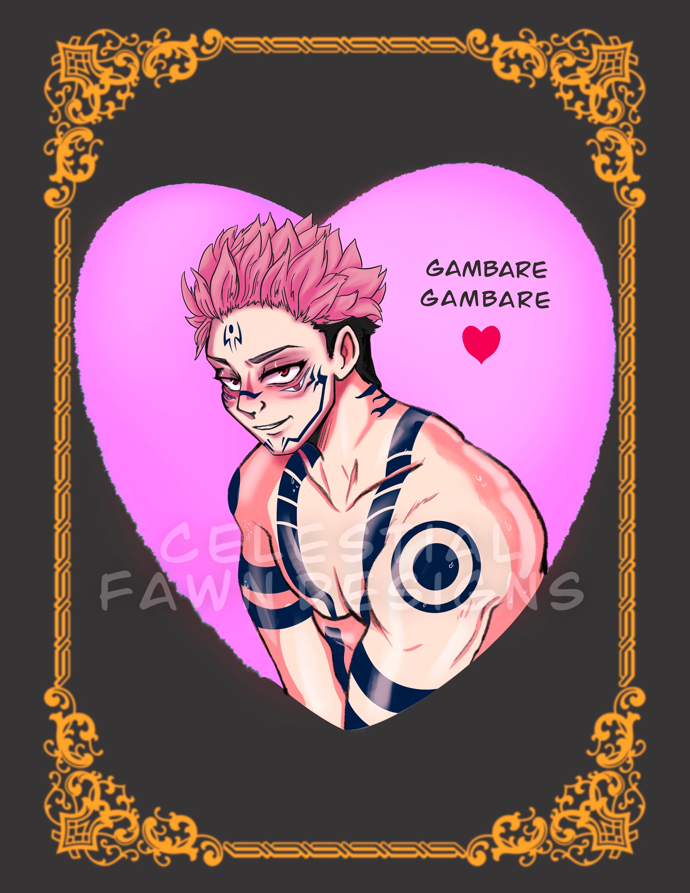 Sukuna Gambare Gambare Impresión | Etsy