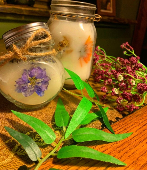 Custom Dried Flower Candle in Recycled Jam Jars Etsy