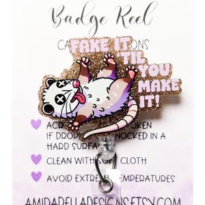 Bobine de badge jusqu'à ce que vous en fassiez semblant, bobine de badge drôle d'opossum, support d'identification d'animal mignon, bobine de badge originale d'infirmière, humour de bureau, cadeau drôle