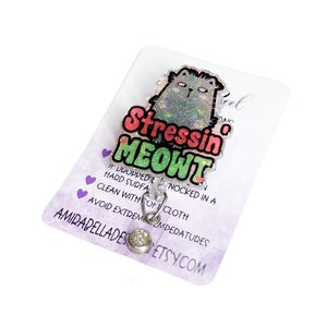 Stressin&#39; Meowt Cat Badge Reel: Funny Animal Lover Gift