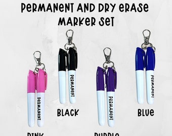 nurse marker set, dry erase and permanent marker set, dry erase, permanent marker, student nurse gift, badge reel accessory, marker clip on