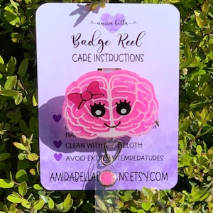 cute brain badge reel id holder, Brain badge reel retractable badge reel, neurology badge