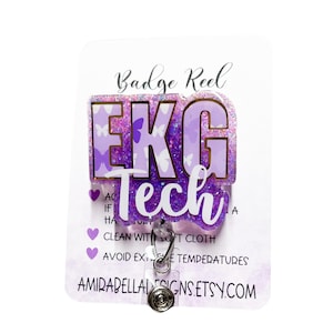 Ekg tech,  ekg tech gift, ekg badge reel, sonographer badge reel, ekg tech id holder, ekg tech ID holder