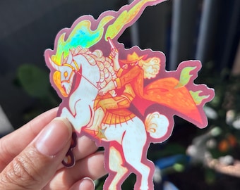 White Horseman Holographic Sticker
